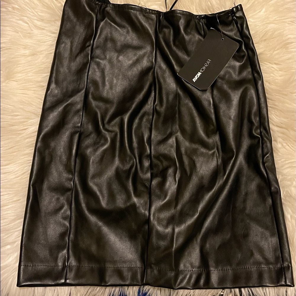 Black leather skirt